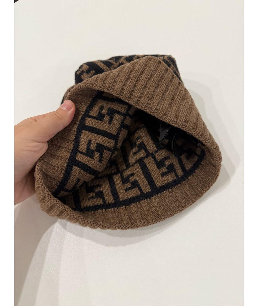 FENDI Коричневая шерстяная шапка, фото 4