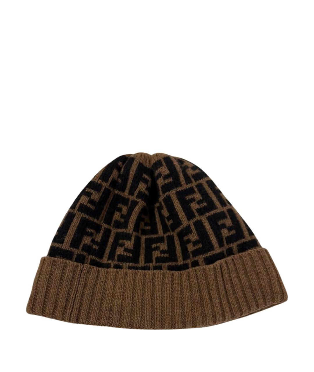 FENDI Коричневая шерстяная шапка, фото 1