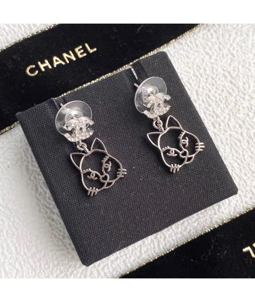 CHANEL Серебряные металлические серьги, фото 4