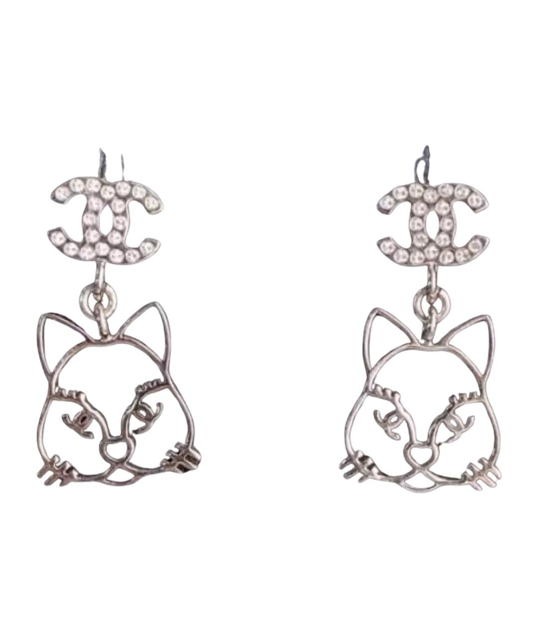 CHANEL Серебряные металлические серьги, фото 1