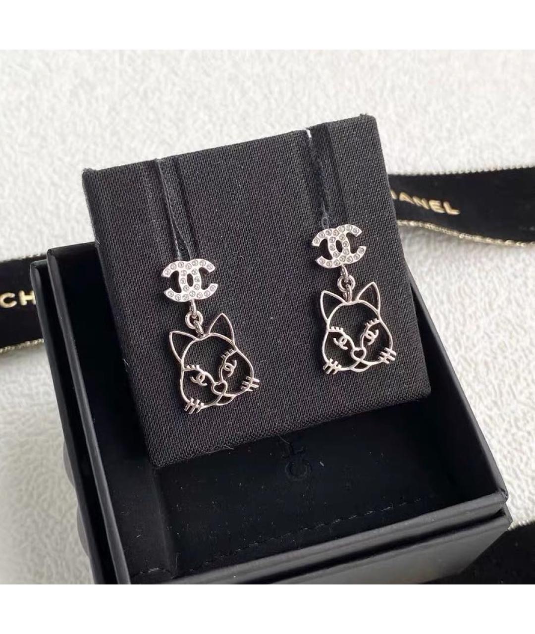 CHANEL Серебряные металлические серьги, фото 2