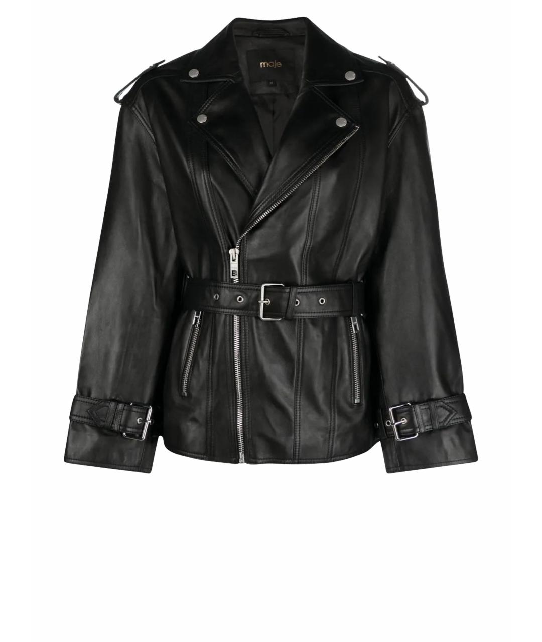 MAJE Черная кожаная куртка, фото 1