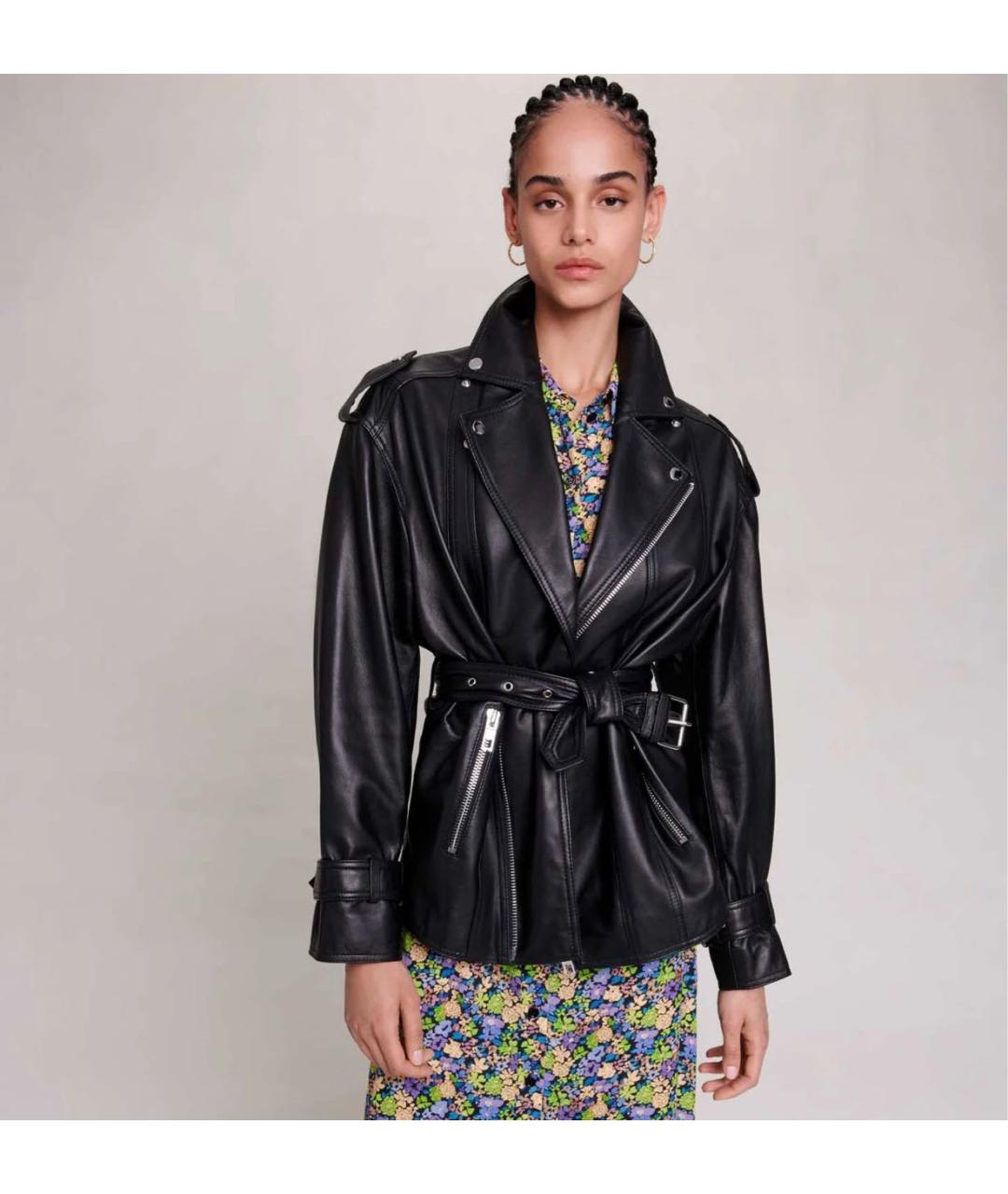 MAJE Черная кожаная куртка, фото 2