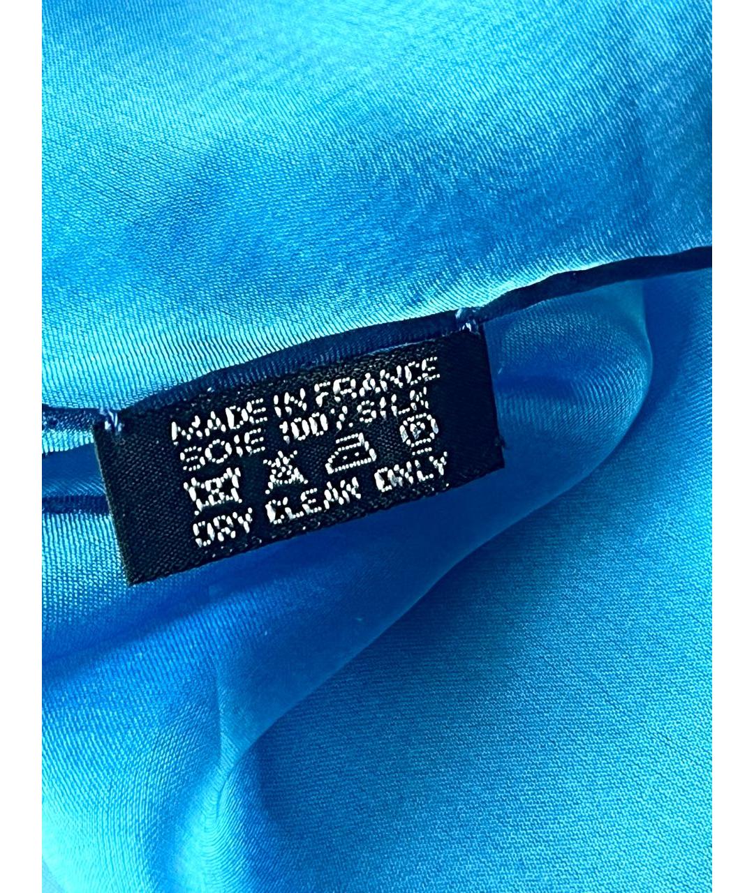 HERMES Голубой шелковый шарф, фото 3