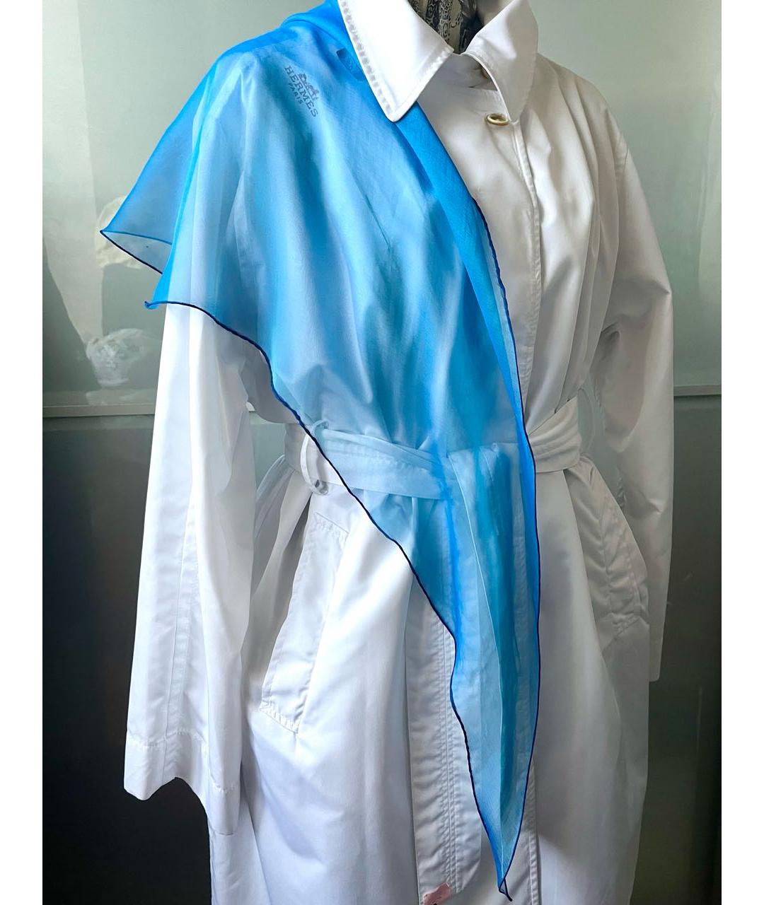 HERMES Голубой шелковый шарф, фото 5