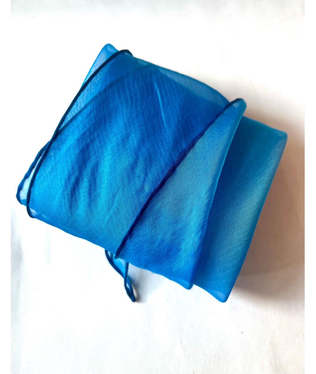 HERMES Голубой шелковый шарф, фото 9