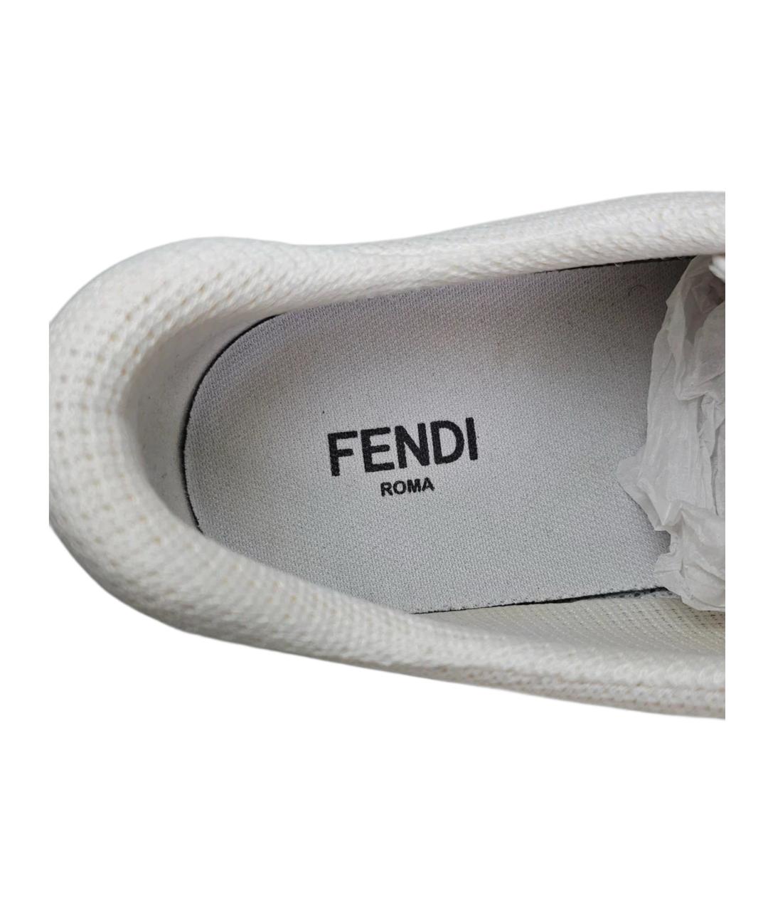 FENDI Белые кожаные низкие кроссовки / кеды, фото 7