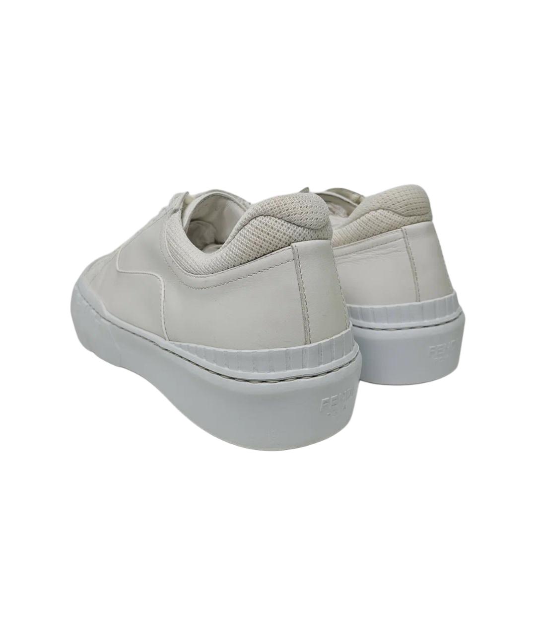 FENDI Белые кожаные низкие кроссовки / кеды, фото 4