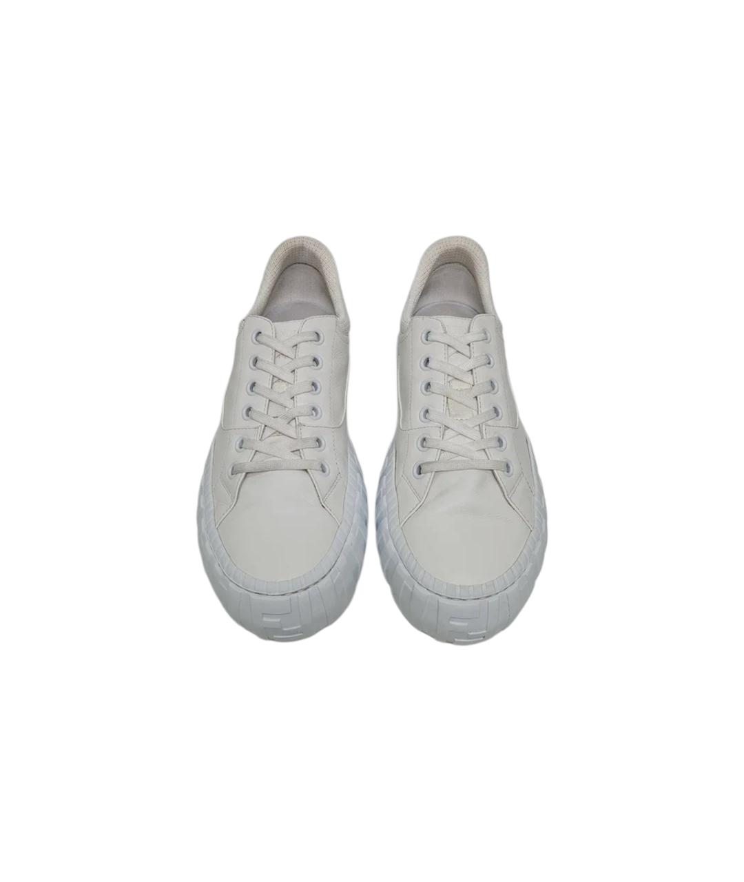FENDI Белые кожаные низкие кроссовки / кеды, фото 2