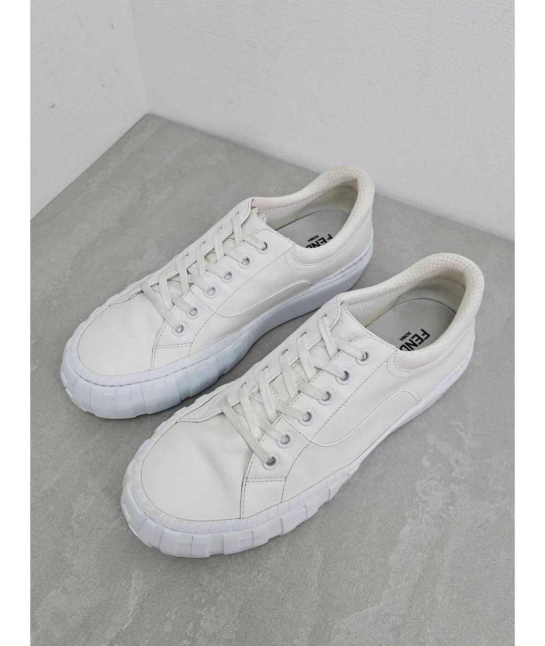 FENDI Белые кожаные низкие кроссовки / кеды, фото 8