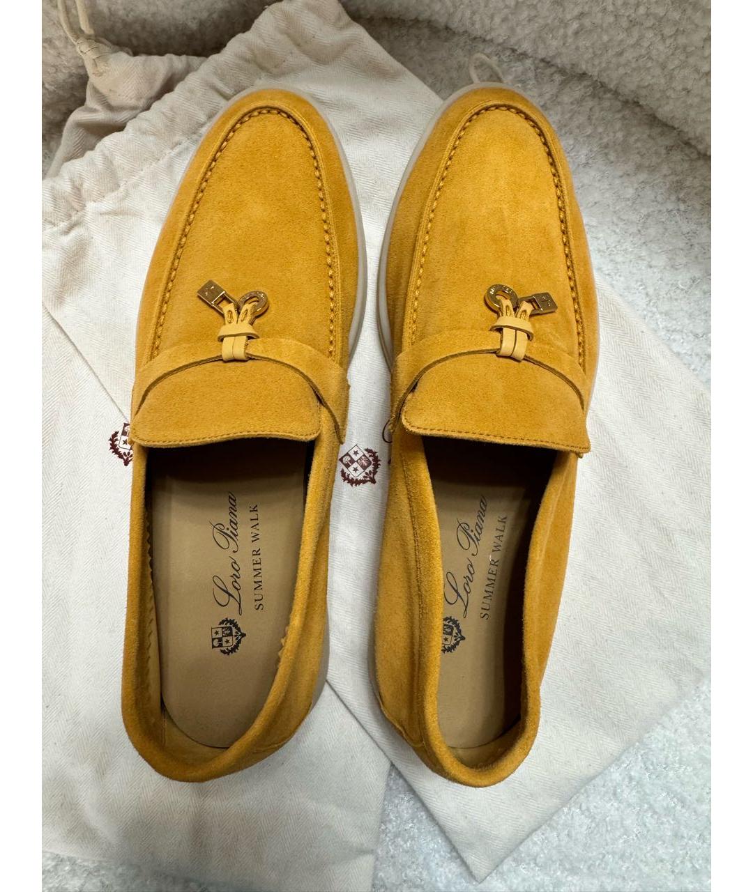 LORO PIANA Горчичные замшевые лоферы, фото 3