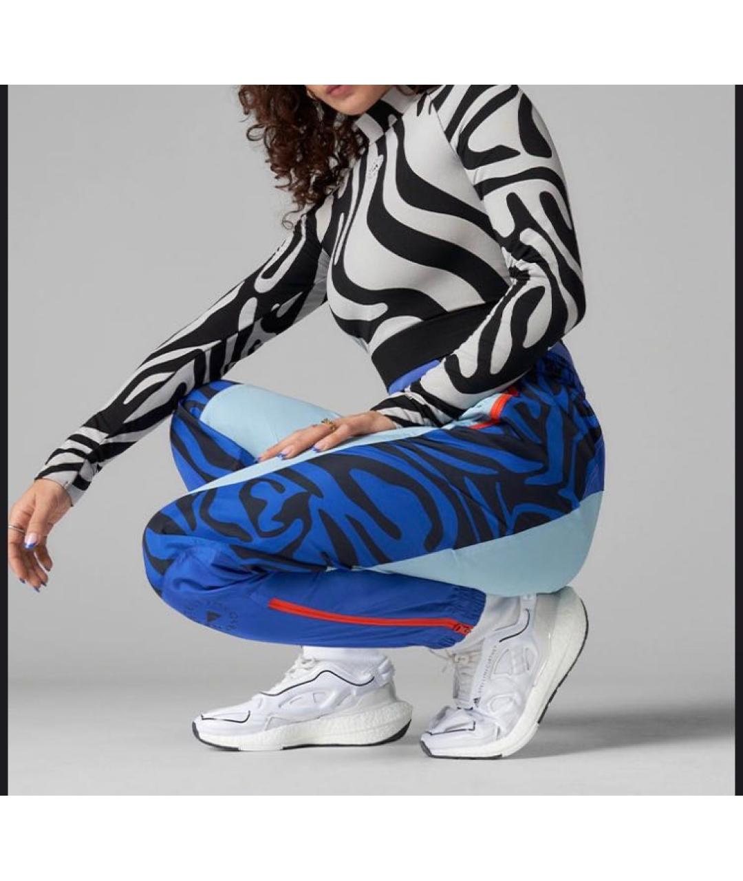 ADIDAS BY STELLA MCCARTNEY Темно-синие полиэстеровые прямые брюки, фото 2