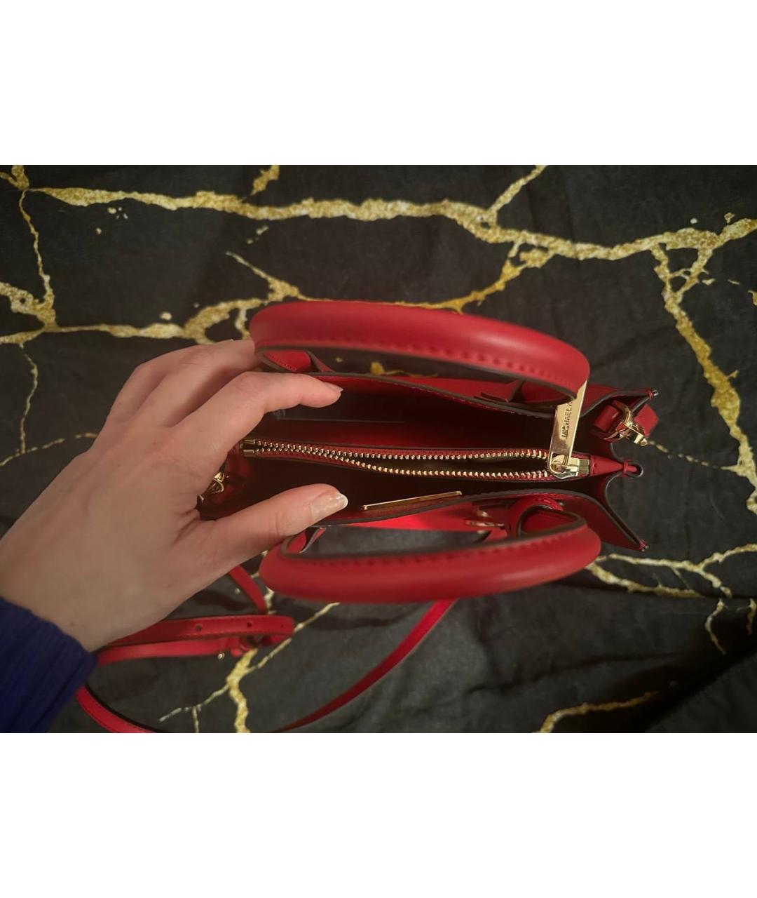 MICHAEL MICHAEL KORS Красная кожаная сумка с короткими ручками, фото 2