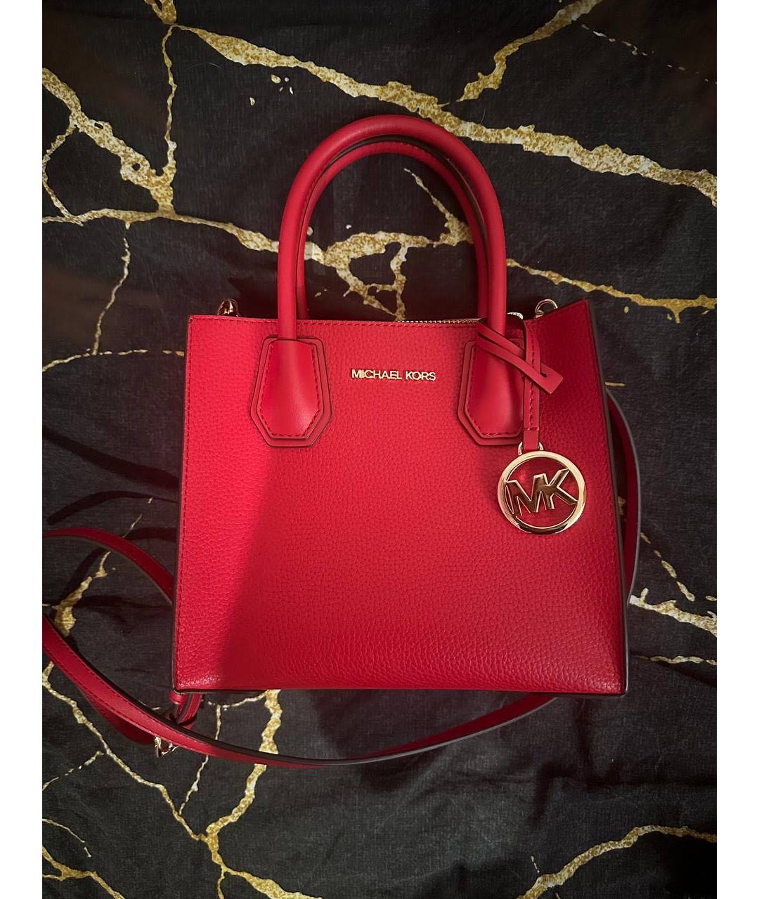 MICHAEL MICHAEL KORS Красная кожаная сумка с короткими ручками, фото 3