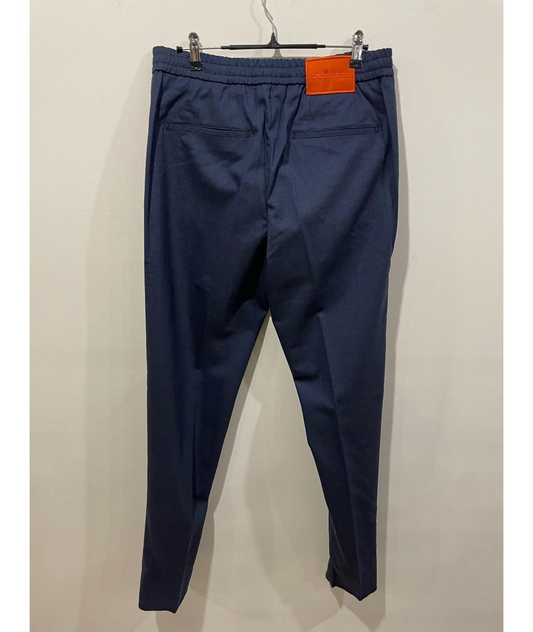 KITON Темно-синие шерстяные повседневные брюки, фото 2