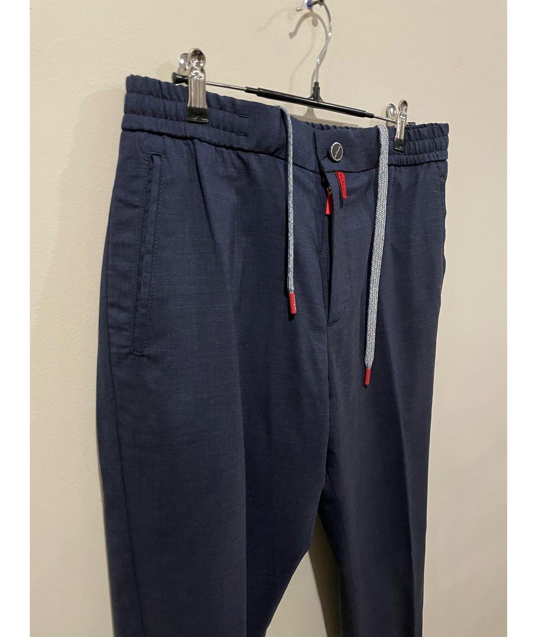 KITON Темно-синие шерстяные повседневные брюки, фото 3