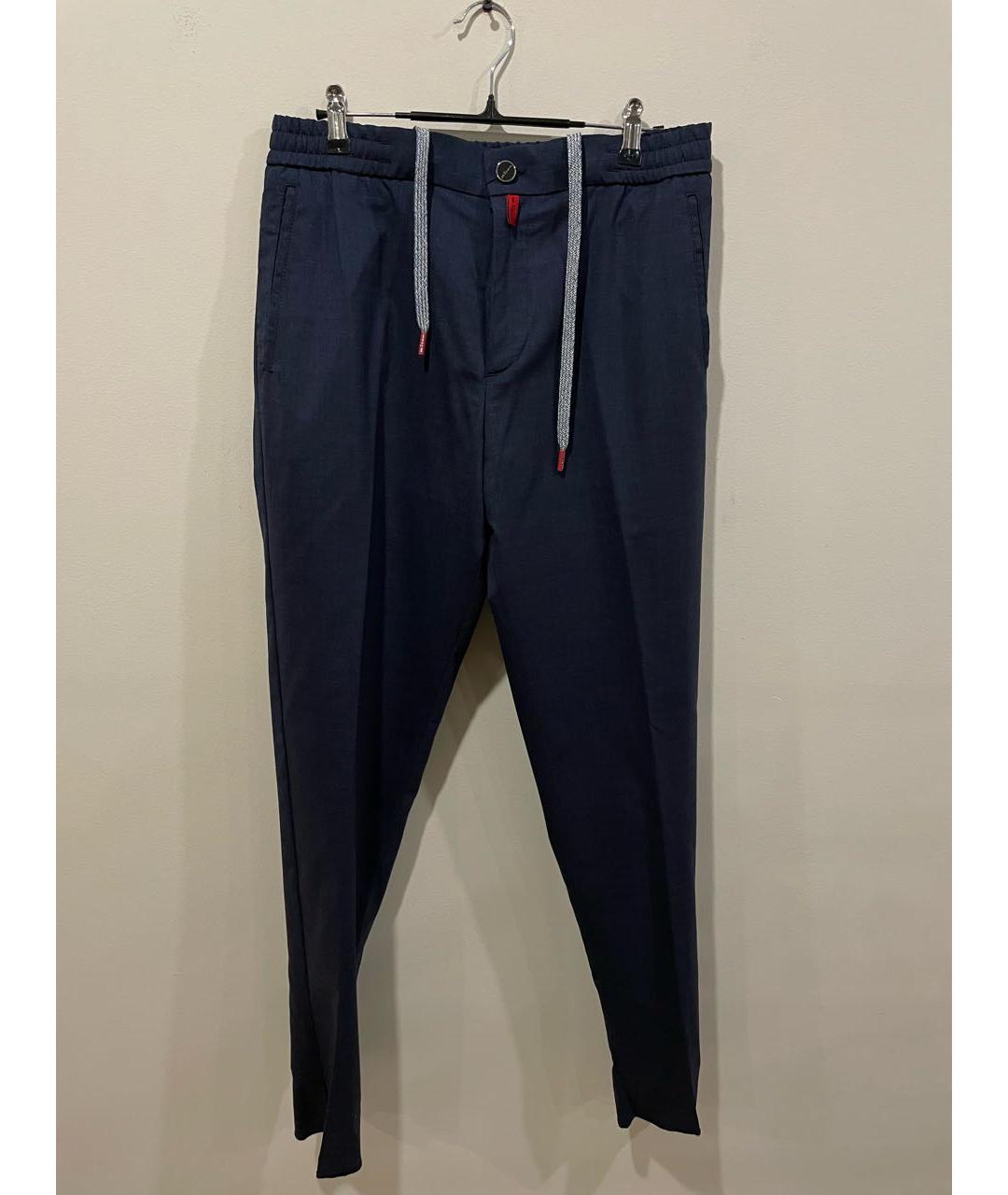 KITON Темно-синие шерстяные повседневные брюки, фото 5