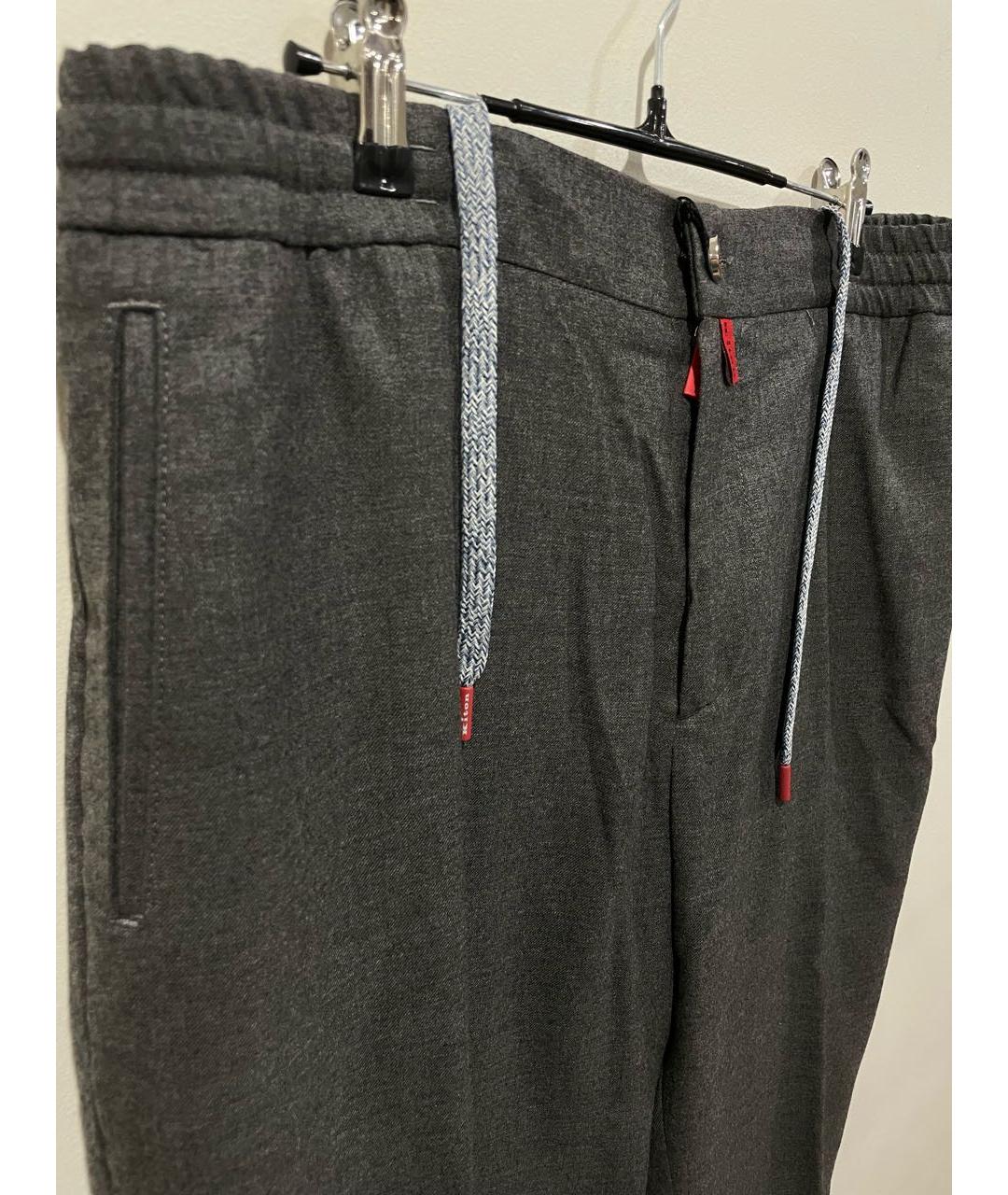 KITON Антрацитовые кашемировые повседневные брюки, фото 3