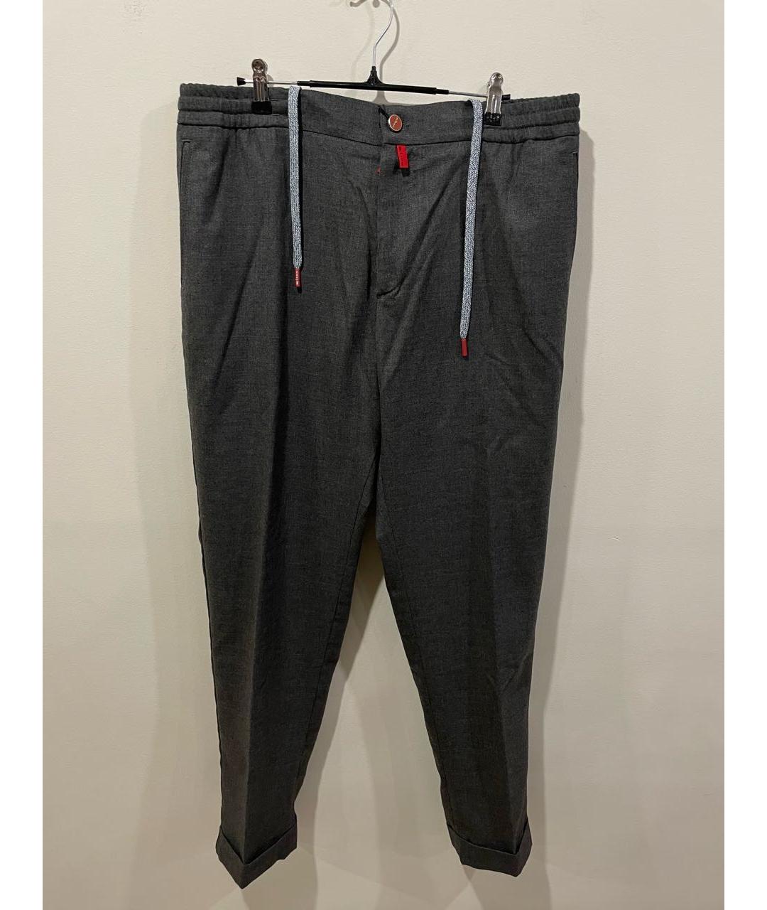 KITON Антрацитовые кашемировые повседневные брюки, фото 5