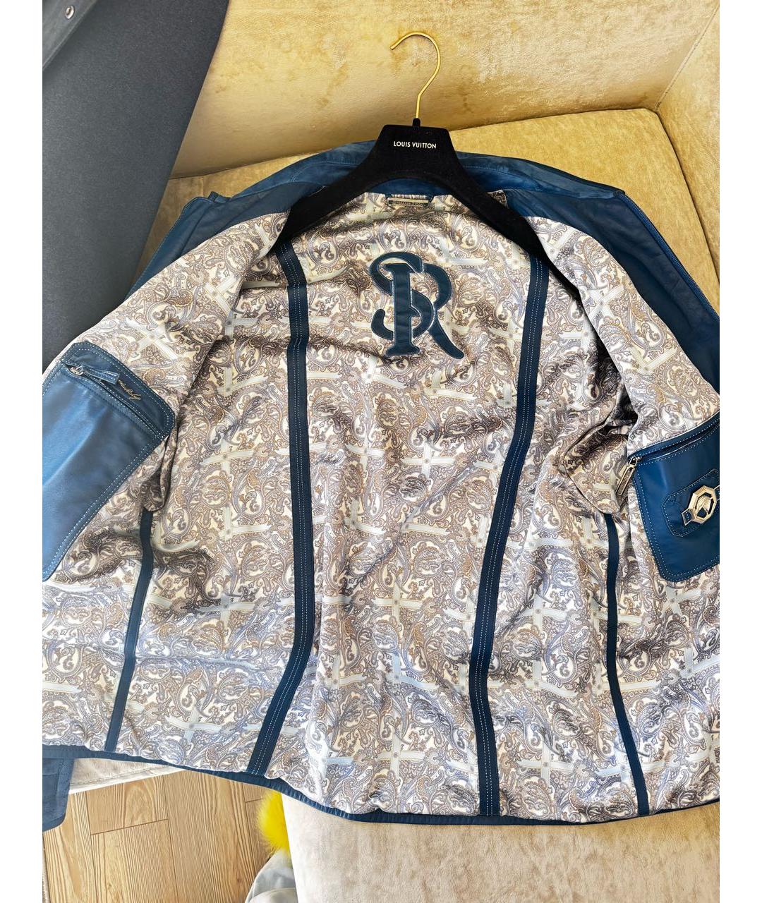 STEFANO RICCI Синяя замшевая куртка, фото 2