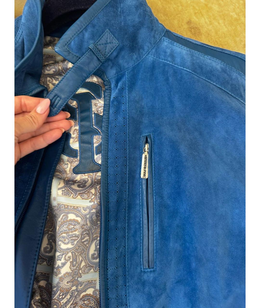 STEFANO RICCI Синяя замшевая куртка, фото 5
