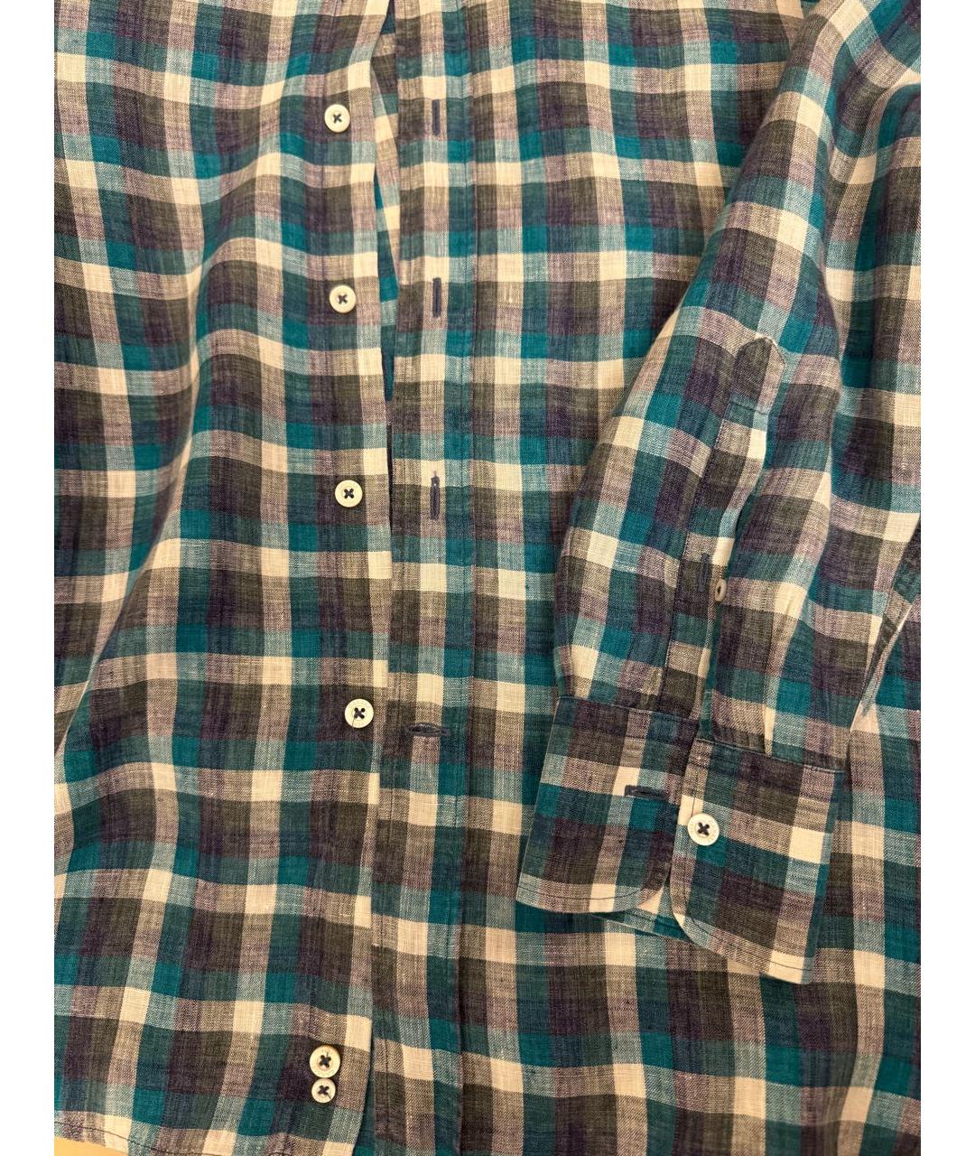 CANALI Зеленая льняная классическая рубашка, фото 4