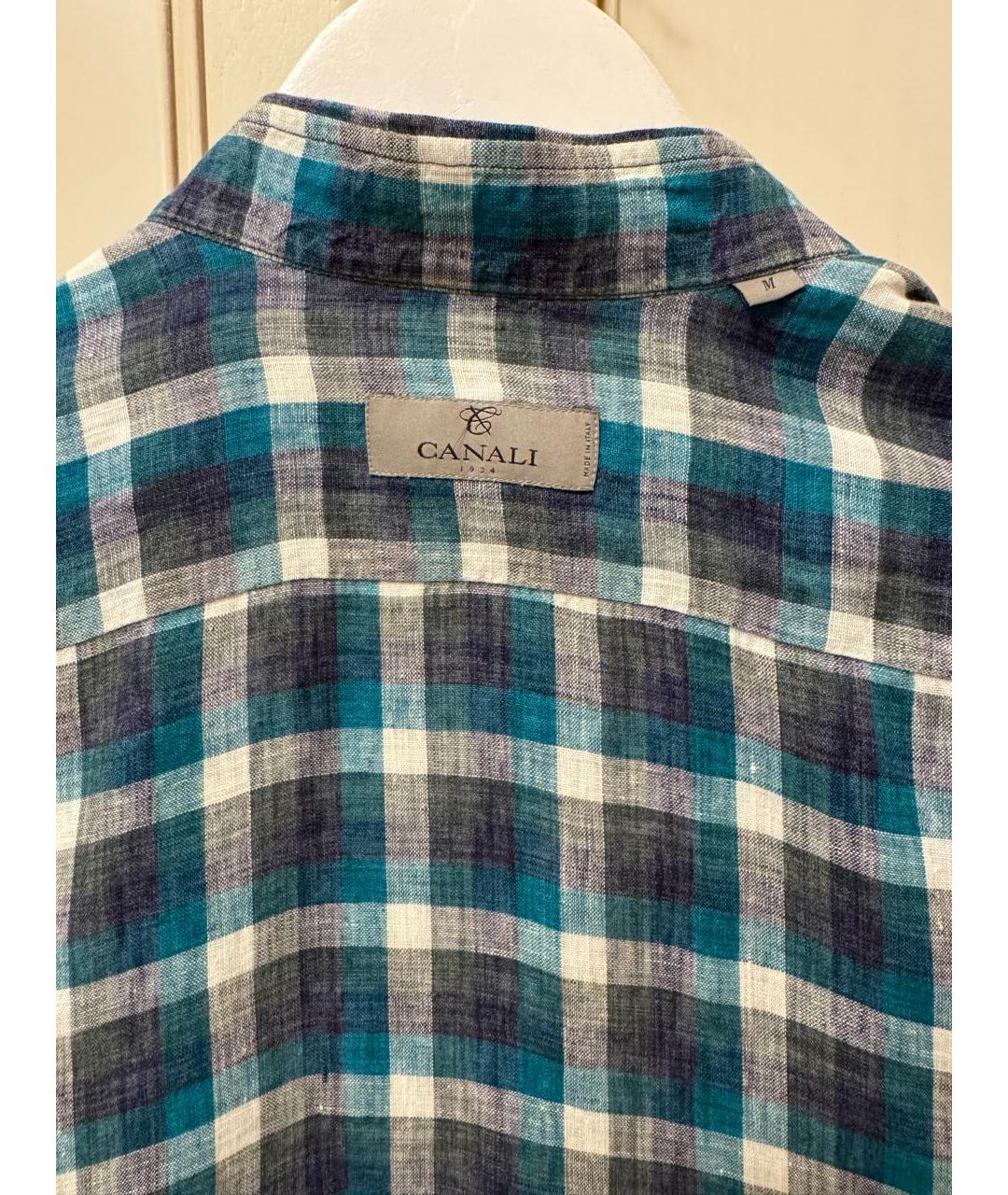 CANALI Зеленая льняная классическая рубашка, фото 3