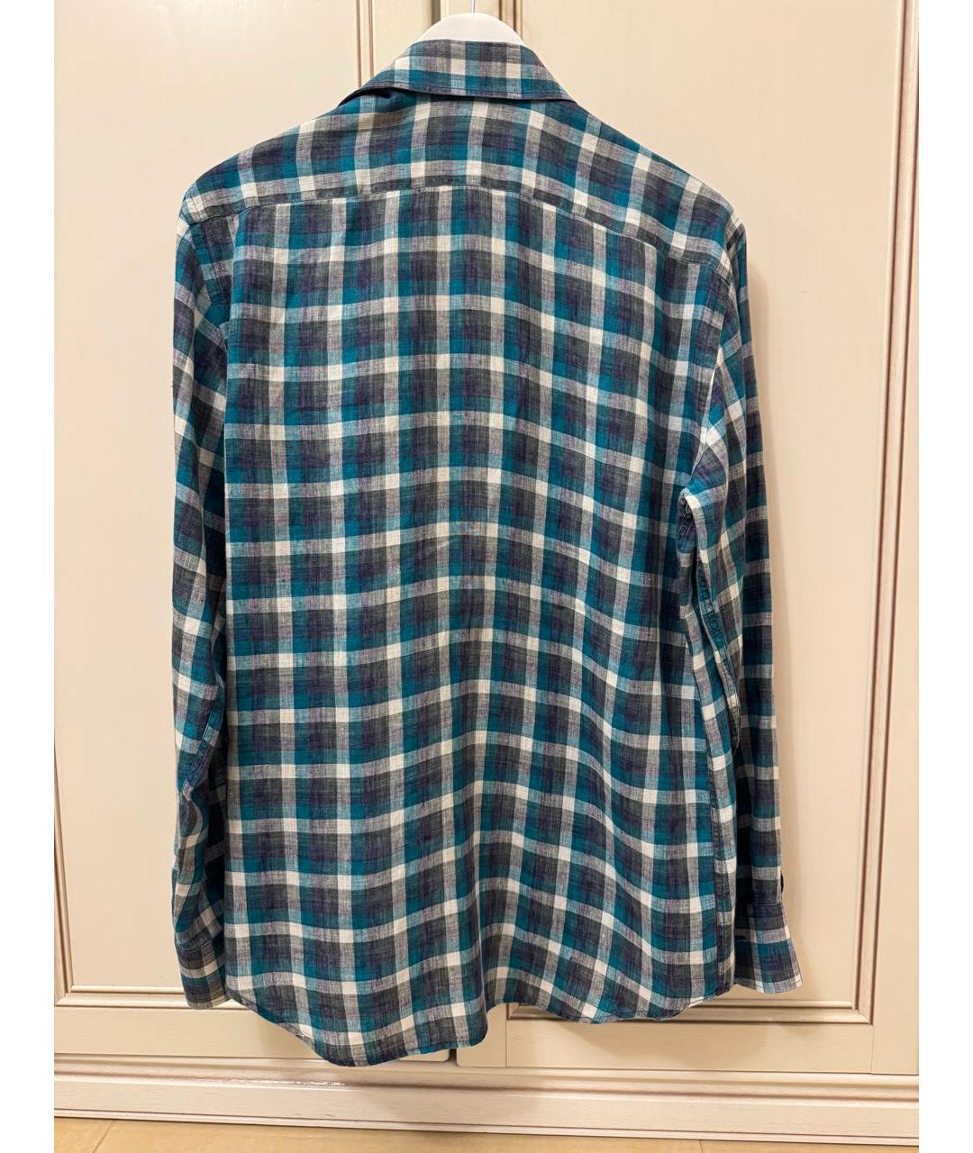 CANALI Зеленая льняная классическая рубашка, фото 2