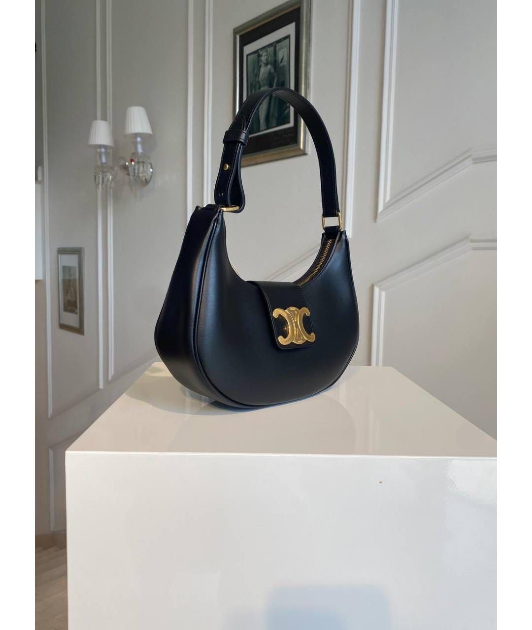 CELINE Черная кожаная сумка с короткими ручками, фото 4