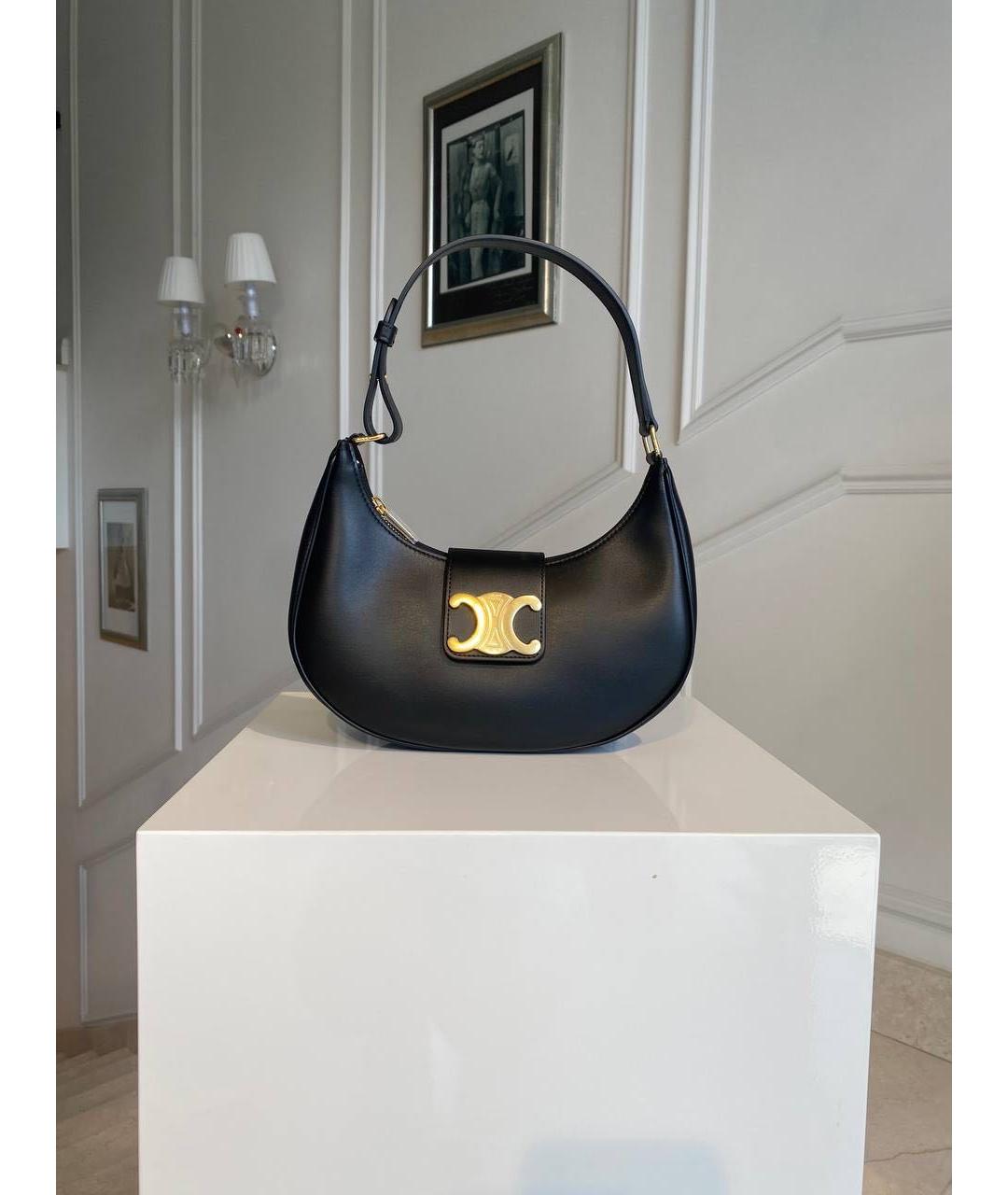 CELINE Черная кожаная сумка с короткими ручками, фото 3