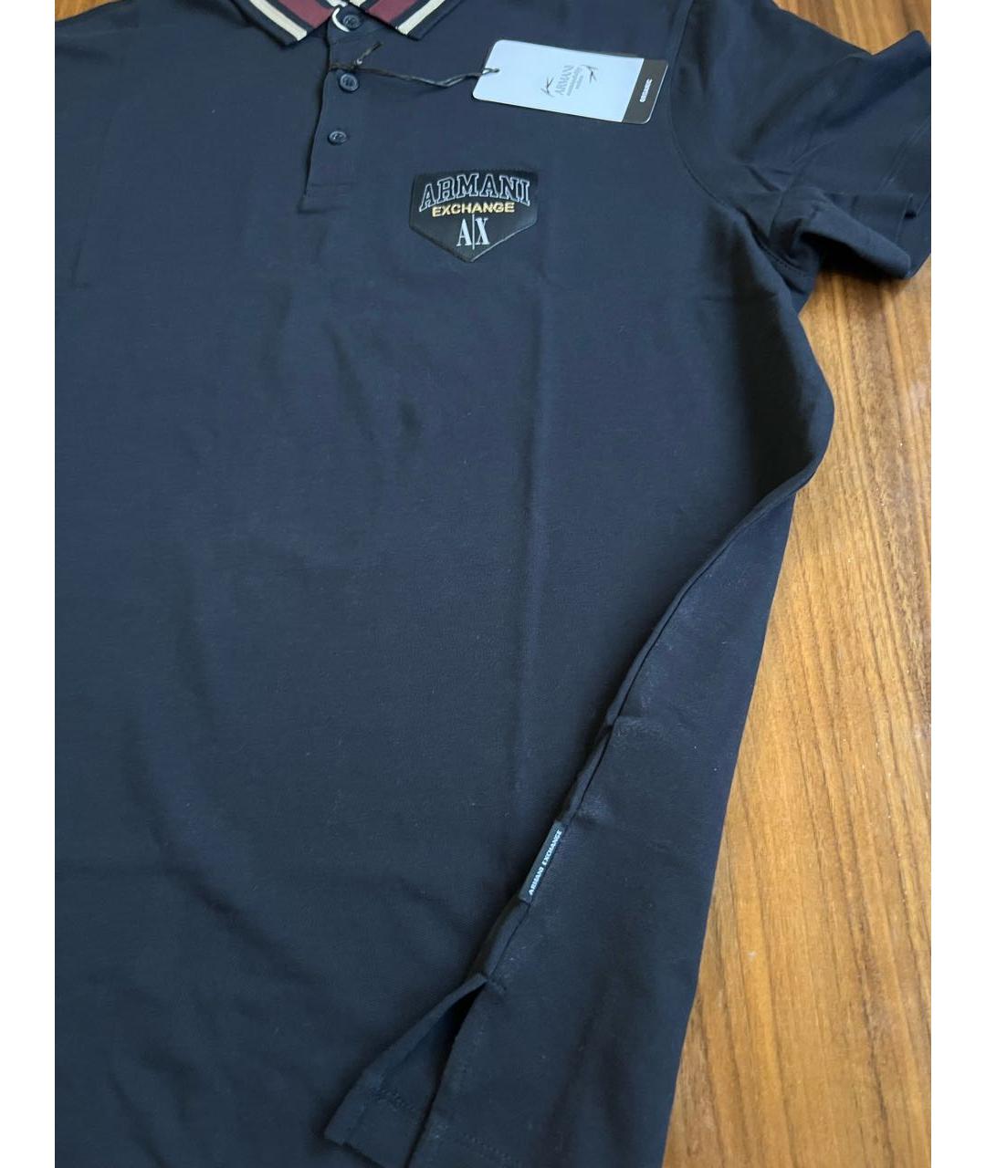 ARMANI EXCHANGE Темно-синее хлопковое поло с коротким рукавом, фото 2