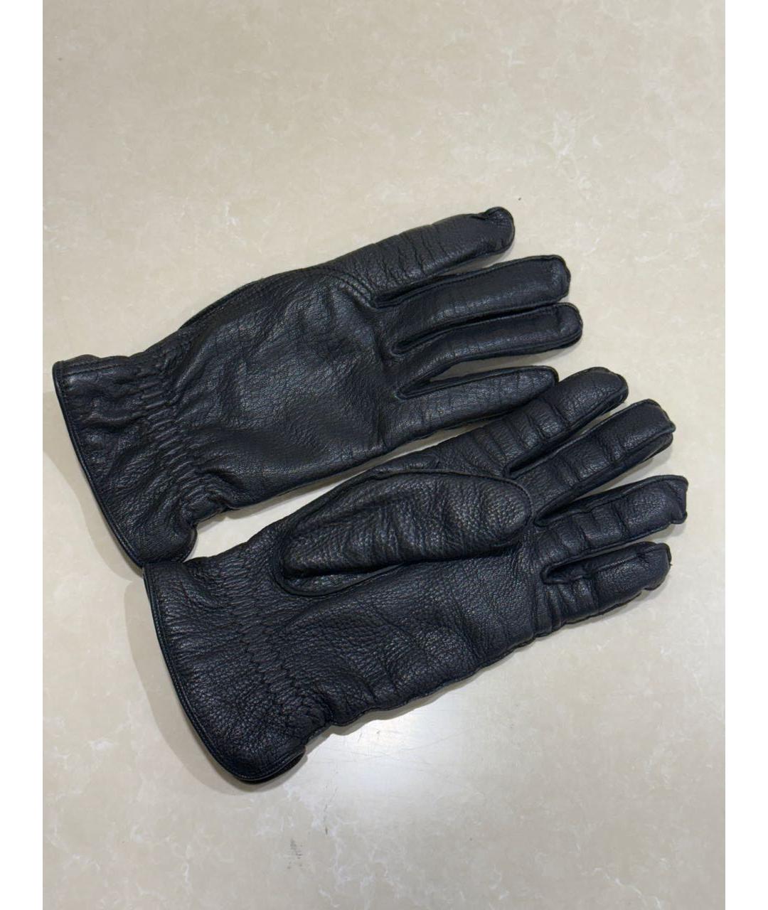 LORO PIANA Черные кожаные перчатки, фото 3