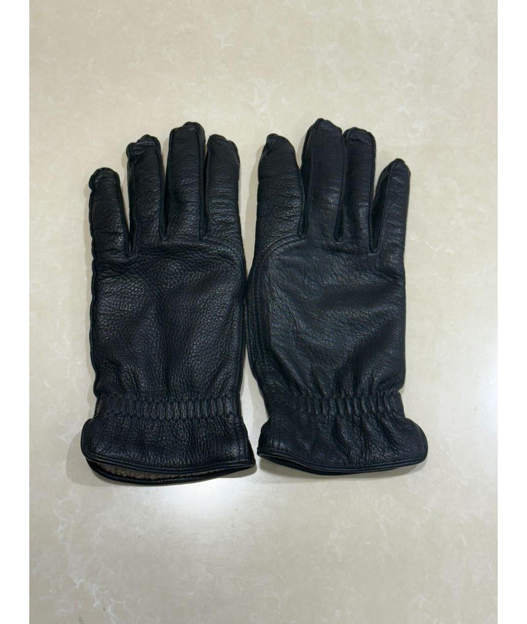 LORO PIANA Черные кожаные перчатки, фото 9
