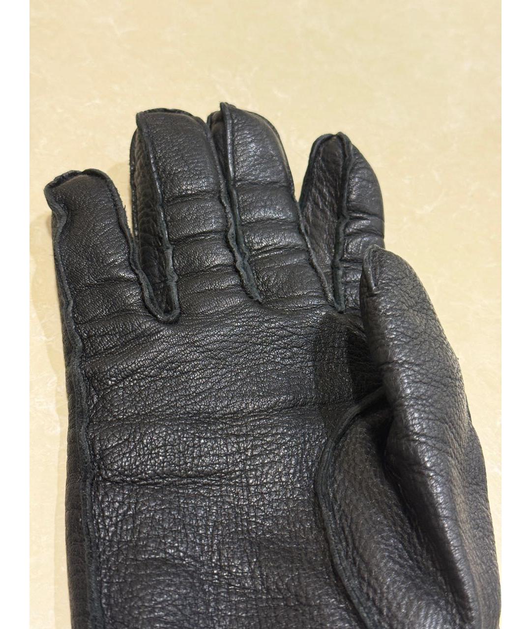 LORO PIANA Черные кожаные перчатки, фото 7