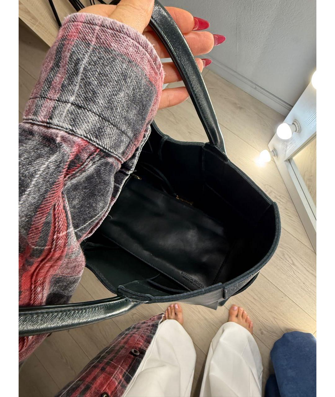 BOTTEGA VENETA Черная кожаная сумка тоут, фото 8