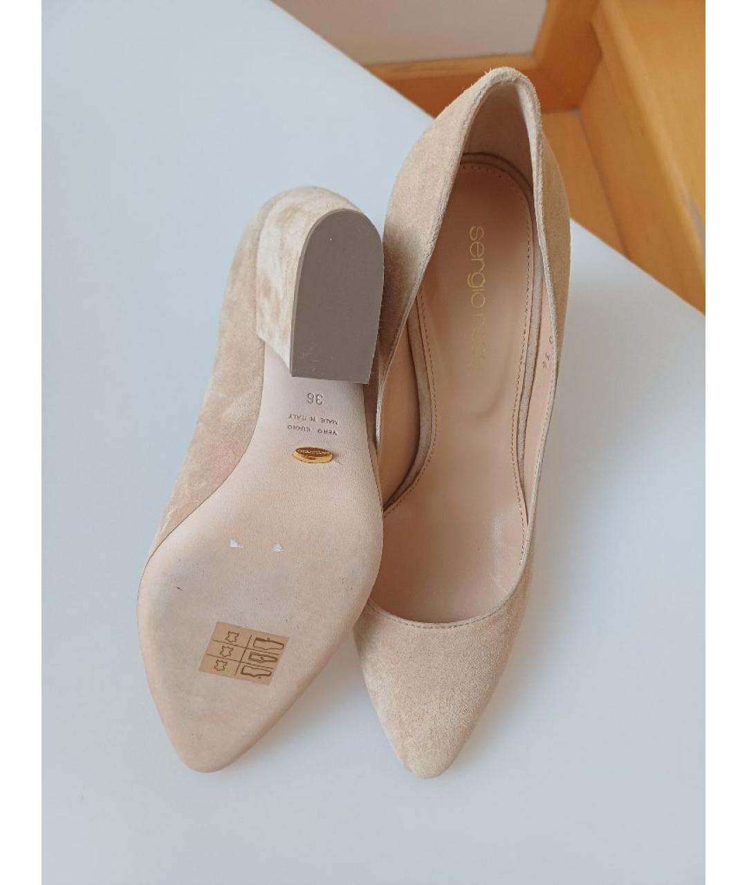 SERGIO ROSSI Бежевые замшевые туфли, фото 8