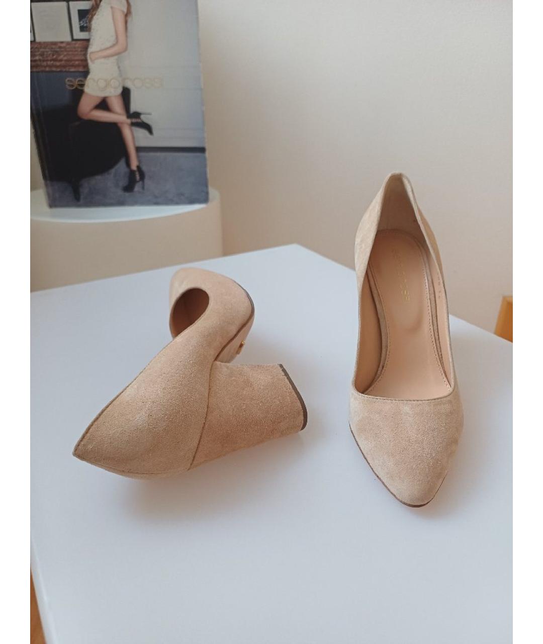 SERGIO ROSSI Бежевые замшевые туфли, фото 4