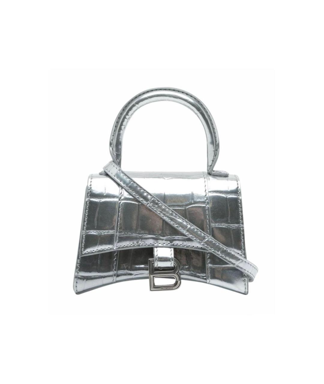 BALENCIAGA Серебряная кожаная сумка через плечо, фото 6