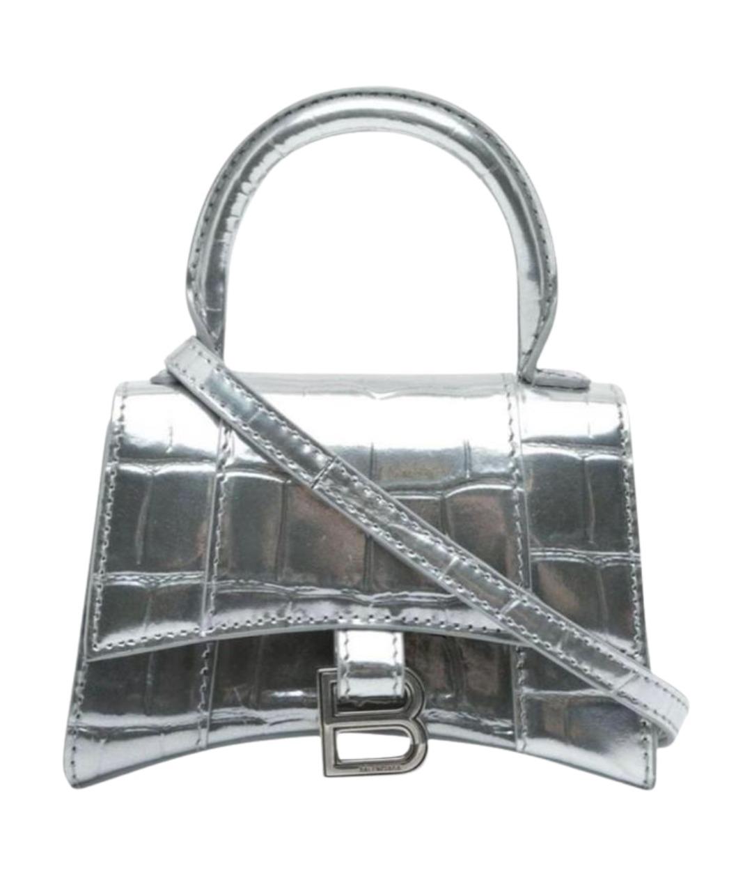 BALENCIAGA Серебряная кожаная сумка через плечо, фото 1