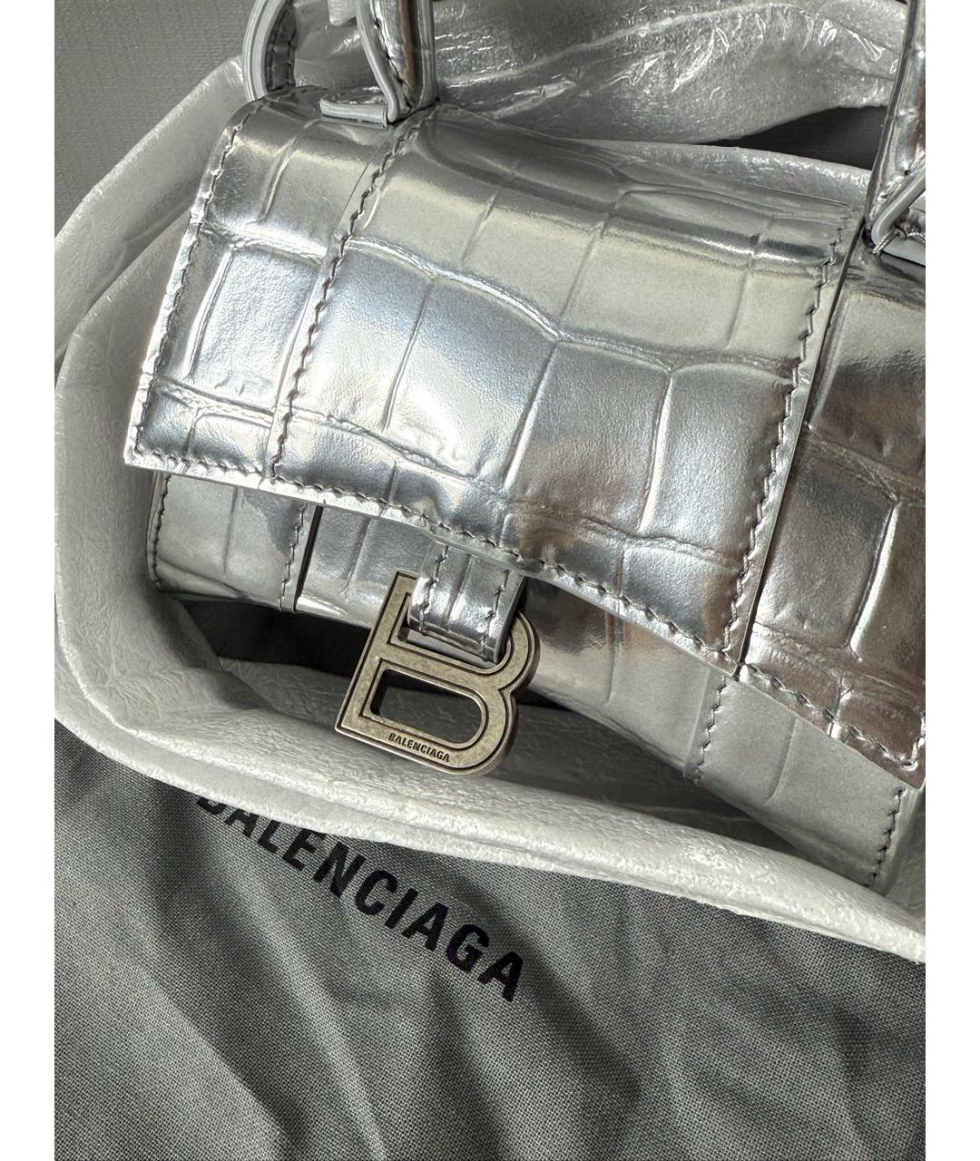 BALENCIAGA Серебряная кожаная сумка через плечо, фото 3