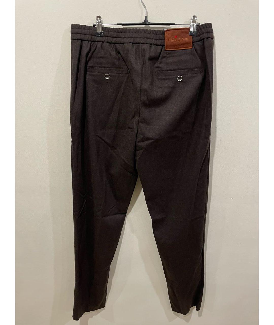 KITON Коричневые шерстяные повседневные брюки, фото 2