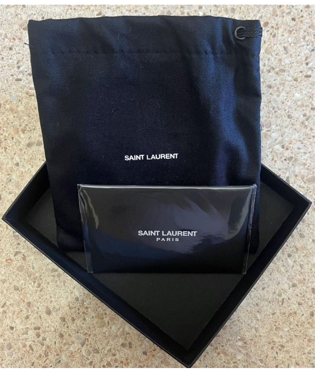 SAINT LAURENT Черный кожаный кошелек, фото 3