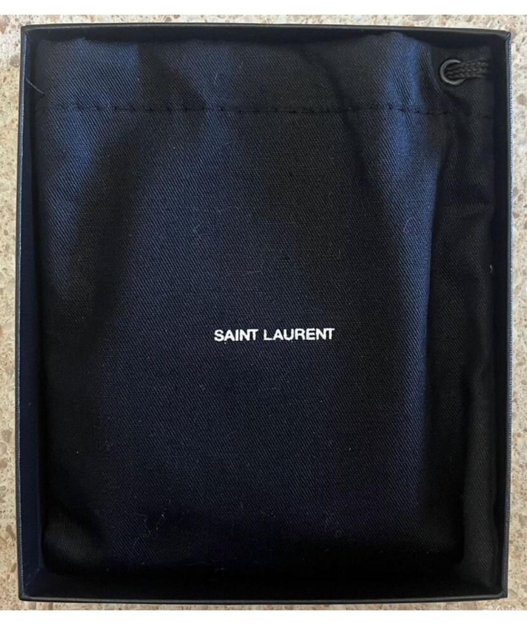 SAINT LAURENT Черный кожаный кошелек, фото 4