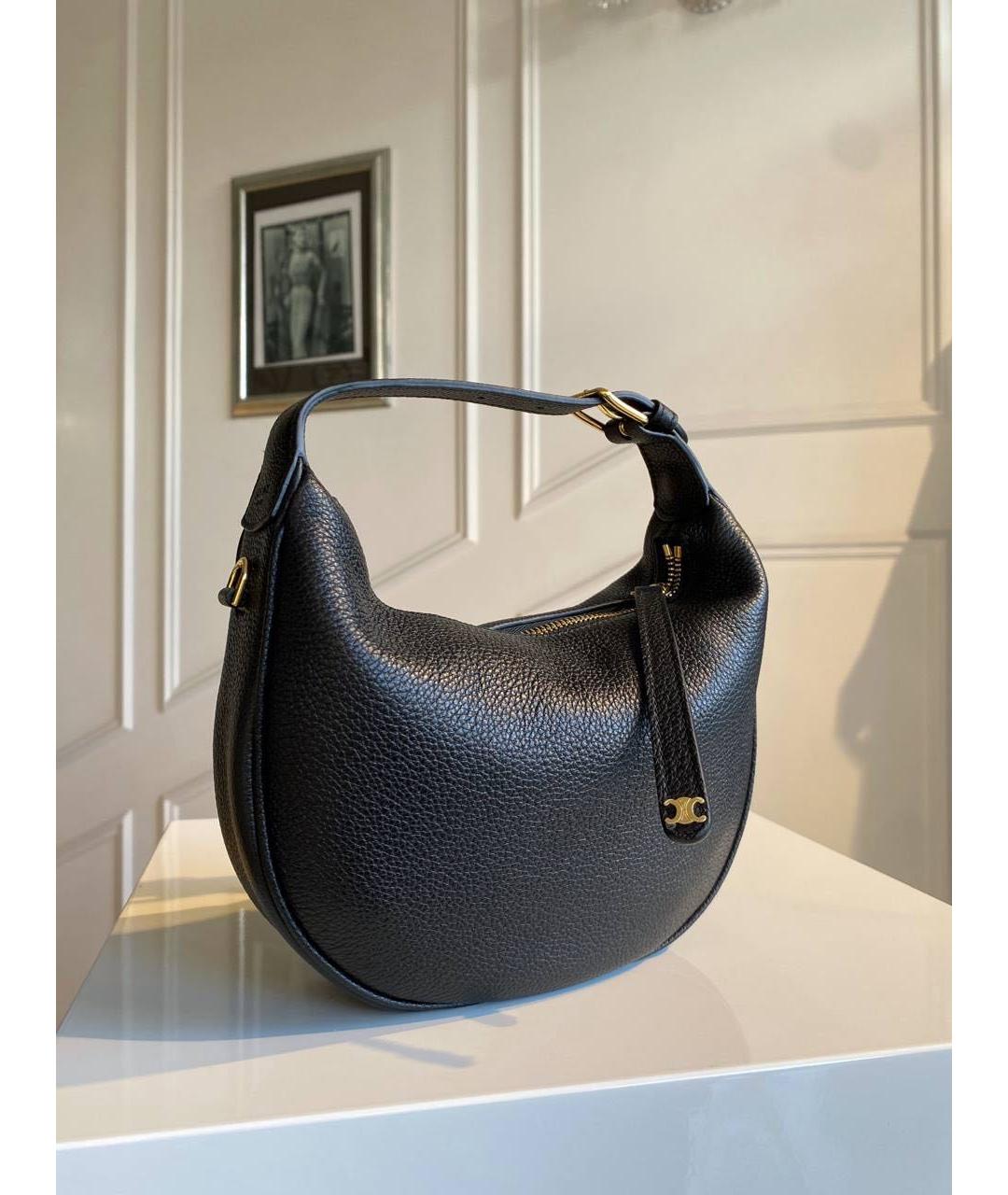 CELINE Черная кожаная сумка с короткими ручками, фото 5