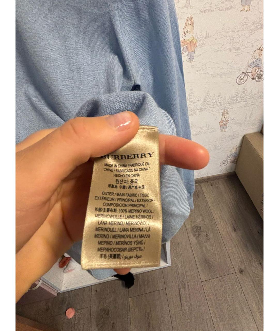 BURBERRY Голубой кашемировый джемпер / свитер, фото 3