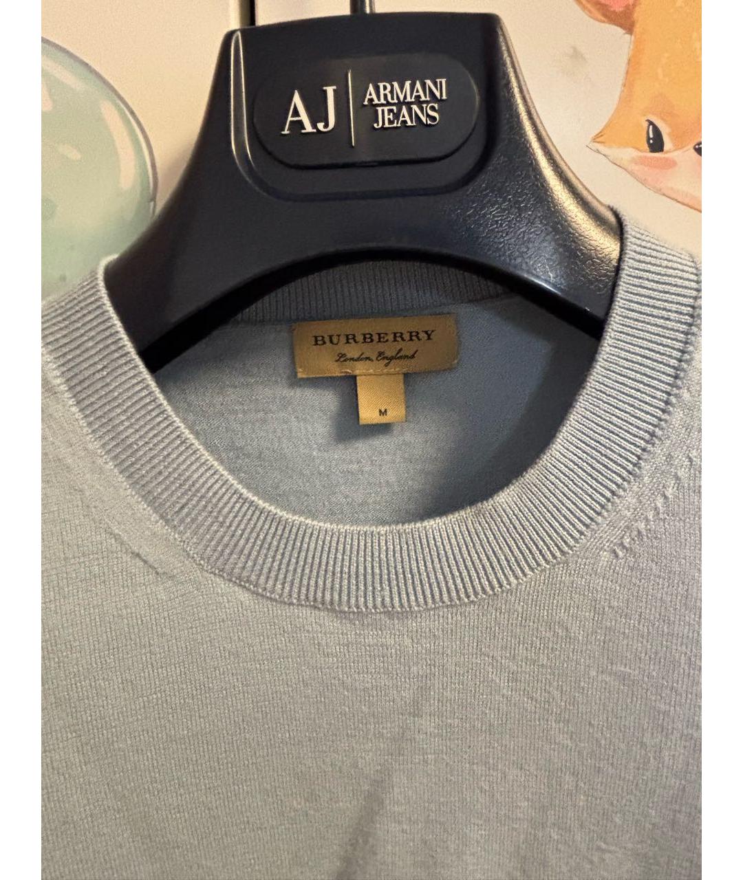 BURBERRY Голубой кашемировый джемпер / свитер, фото 4