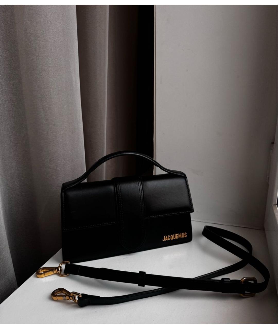 JACQUEMUS Черная кожаная сумка через плечо, фото 5