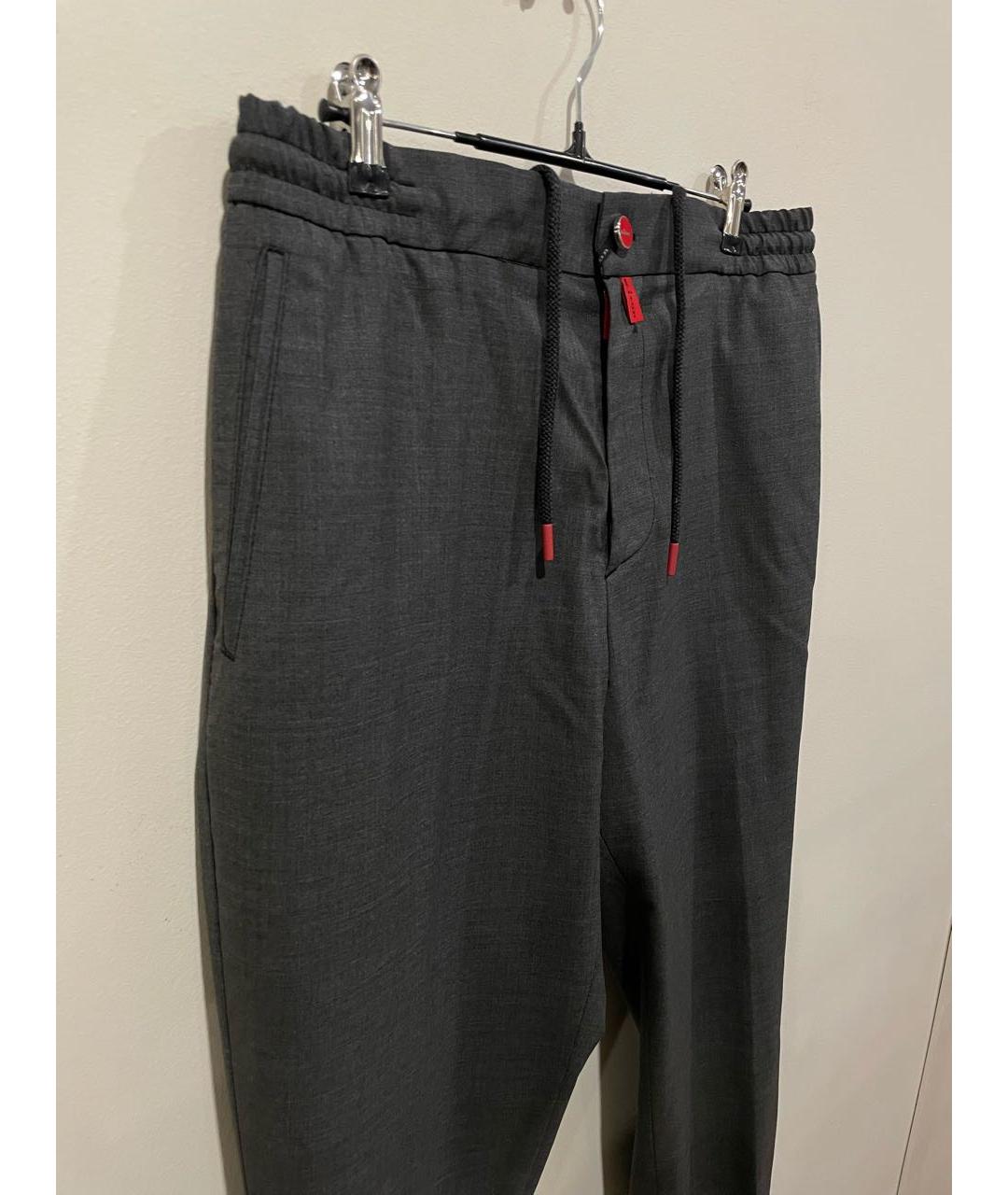 KITON Антрацитовые шерстяные повседневные брюки, фото 3