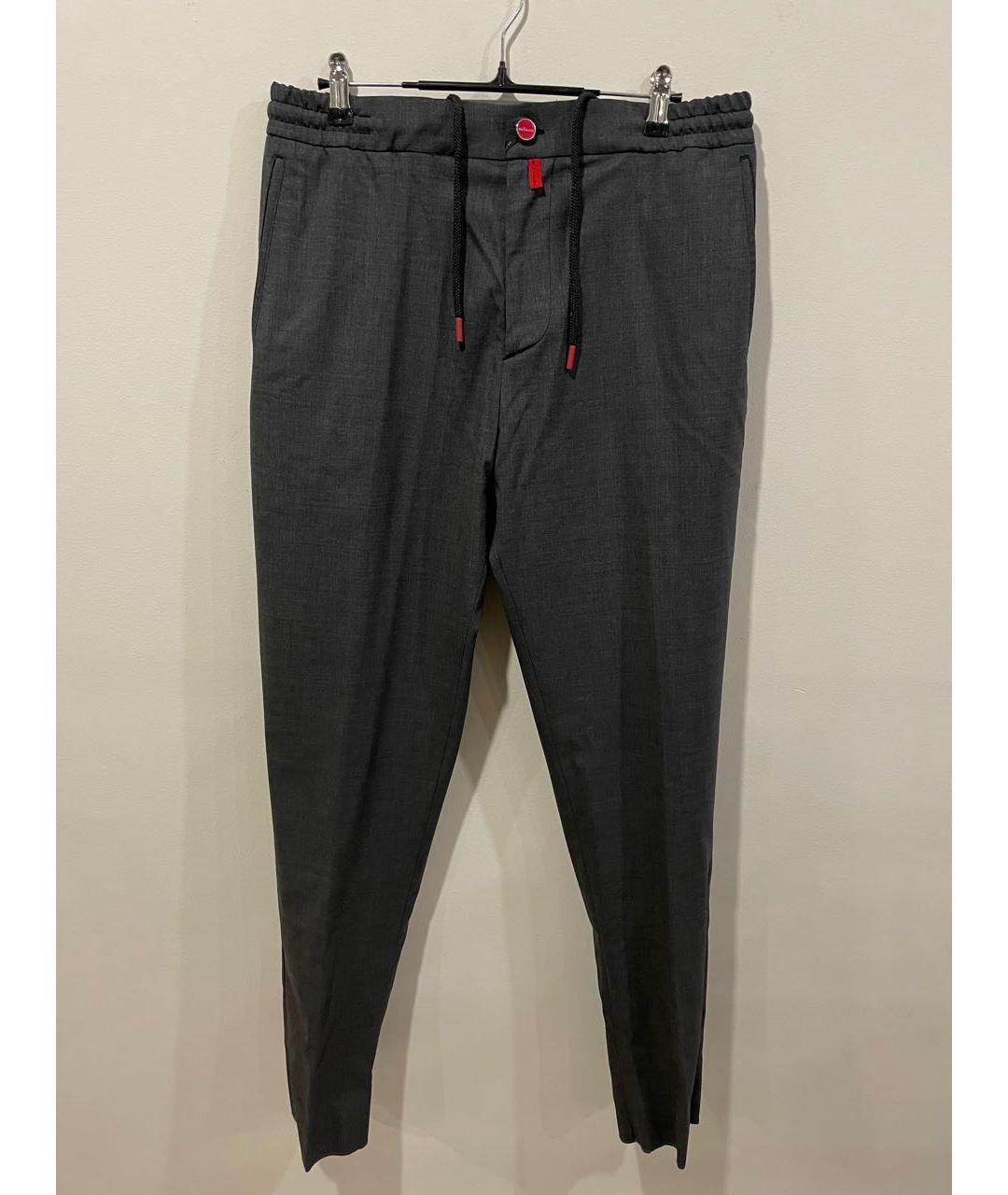KITON Антрацитовые шерстяные повседневные брюки, фото 5