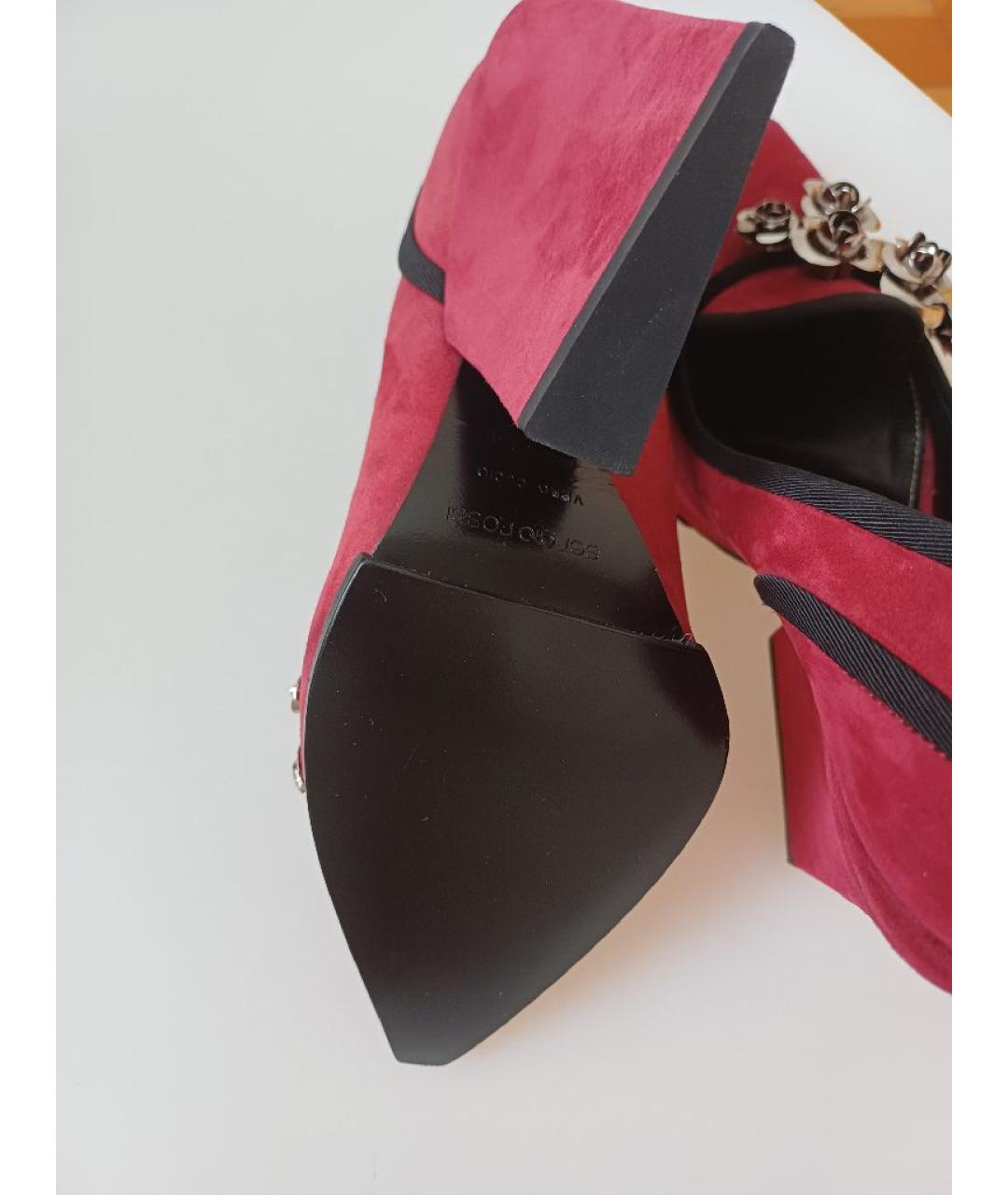 SERGIO ROSSI Бордовые замшевые туфли, фото 7